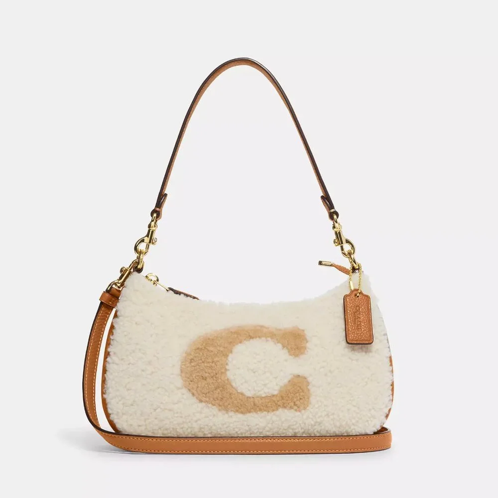 NWT Coach CE557 Teri Shoulder Bag With Coach Motif GOLD/NATURAL *Sealed*